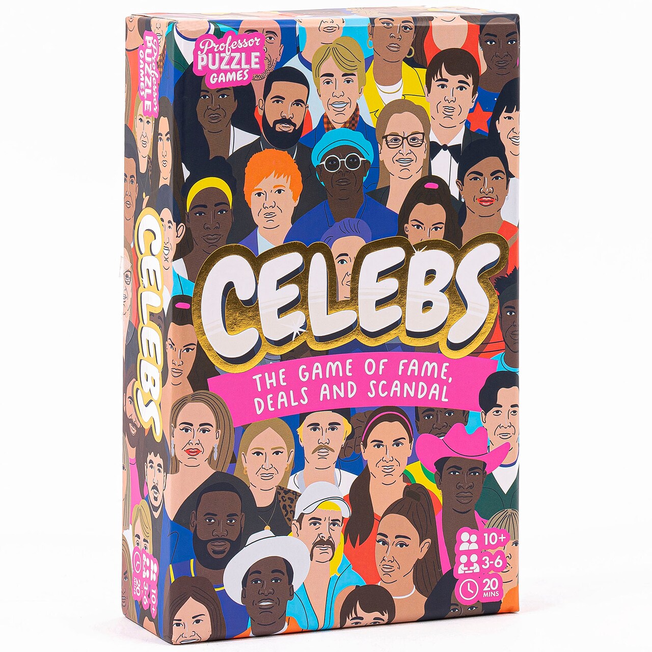 Professor Puzzle: Celebs - The Card Game of Fame, Deals & Scandal, Recruit A-Lister Celebrities & Score The Best Deals, Family Ages 10+, 3-6 Players